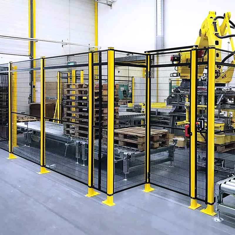 Welded-mesh machine guarding around an industrial robot application